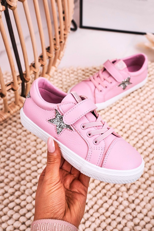 Dziecięce Skórzane Trampki Z Gwiazdą BIG STAR DD374104 Różowe