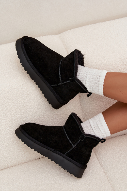 Śniegowce Z Naturalnego Zamszu Ocieplane Futerkiem Vinceza 97961 Czarne