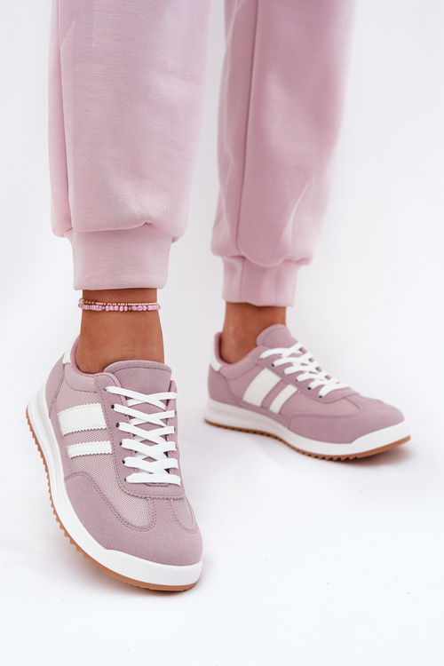 Sneakersy Damskie Z Eko Zamszu Fioletowe Marinils