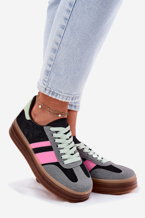 Niskie Sneakersy Na Platformie Czarne Ovivene