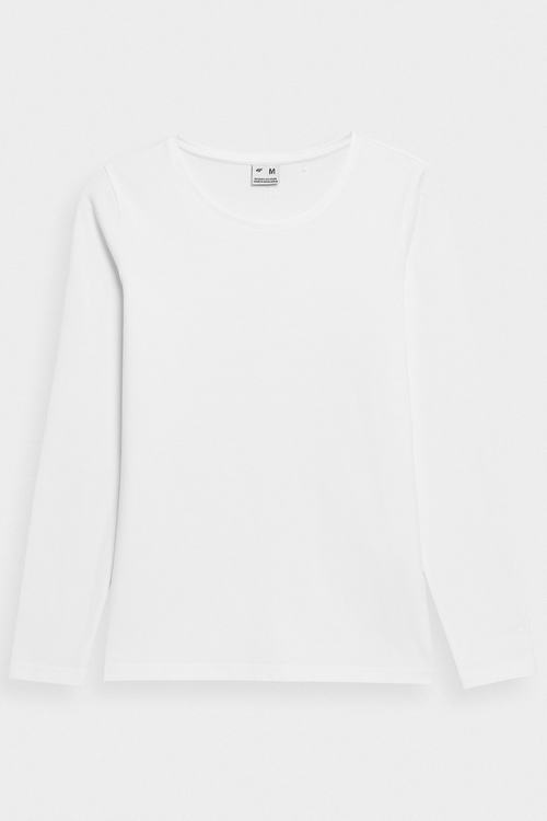 Gładka Koszulka Z Długim Rękawem Longsleeve 4F 4FWMM00TLONF376-10S Biała