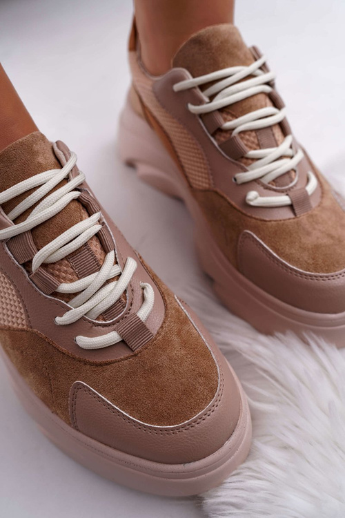 Sportowe Damskie Buty Gruba Podeszwa Camel Cardamon