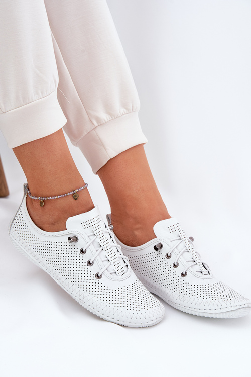 Półbuty Damskie Ze Skóry Naturalnej Artiker 54C0831 Białe