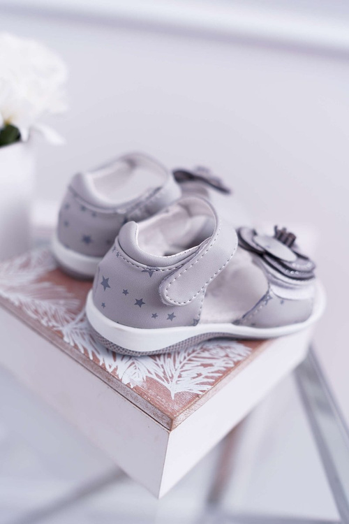 Dziecięce Sandały Na Rzepy Dla Dziewczynki Szare Flamenko