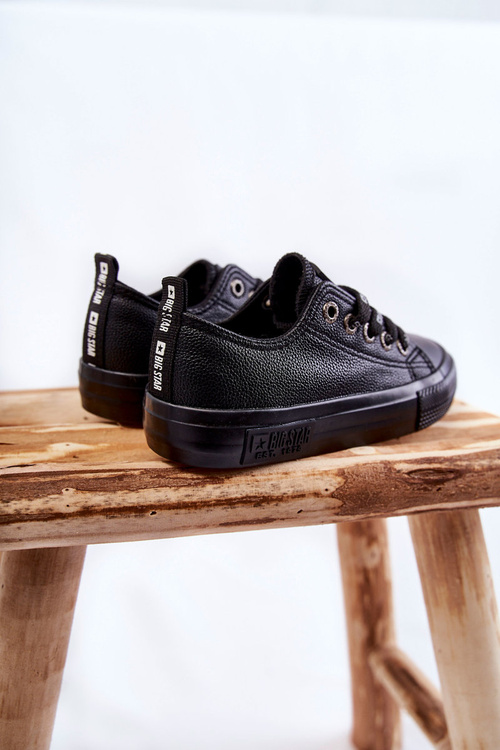 Dziecięce Skórzane Trampki BIG STAR KK374057 Czarne