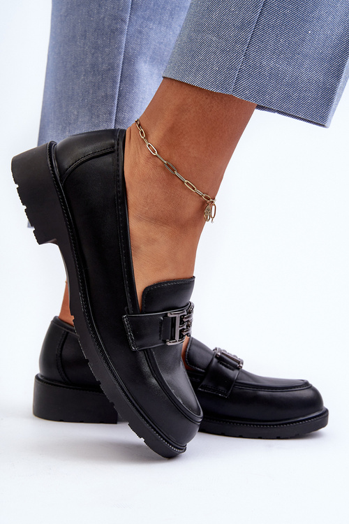 Damskie Mokasyny Z Ozdobą S.Barski HY372 Czarne