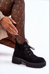 Zamszowe Ocieplane Botki Sznurowane Czarne Bjorg