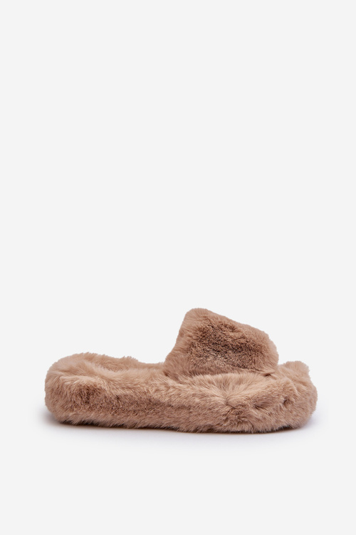 Damskie Futrzane Kapcie Beżowe Stepia