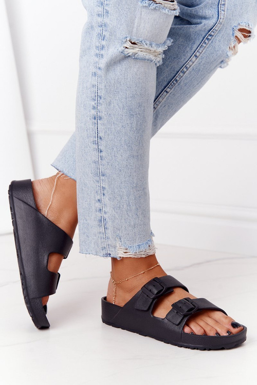 Damskie Gumowe Klapki Czarne Stacy