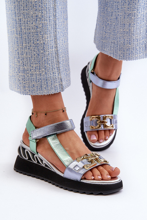 Sandały Damskie Na Koturnie D&A CR954 Zielone