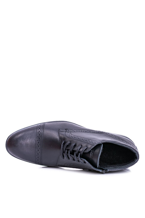 Męskie Botki Ocieplane Polskie Skórzane Trzewiki Czarne Columbs