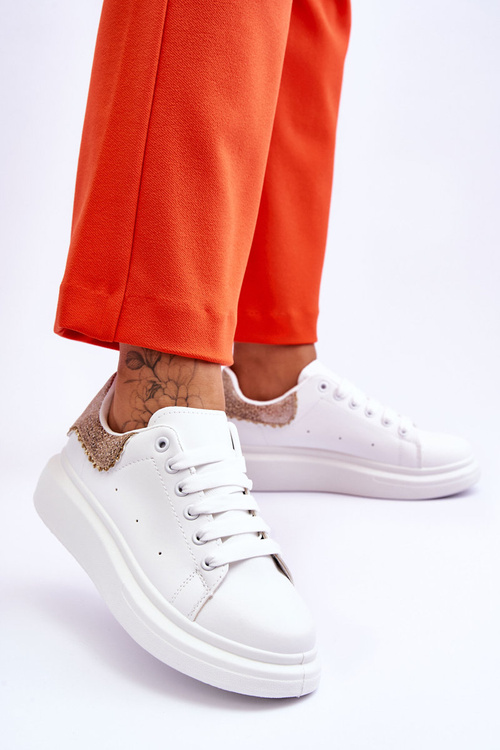 Damskie Buty Sportowe Z Ozdobnym Wzorem Biało-Złote Delight