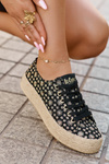 Wzorzyste Trampki Damskie Na Platformie Z Plecionką Lee Cooper LCW-25-08-3647L Czarne
