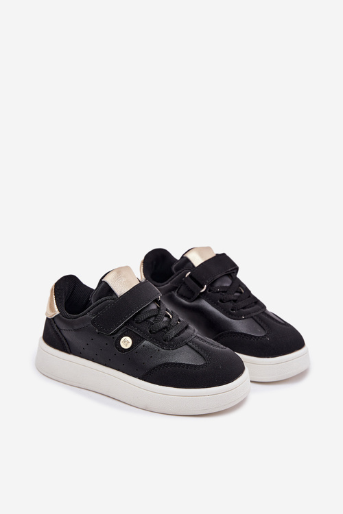 Buty Sportowe Sneakersy Dziewczęce Na Rzep Czarne Zarina