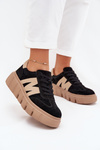 Zamszowe Damskie Sneakersy Na Platformie Vinceza 79561 Czarne
