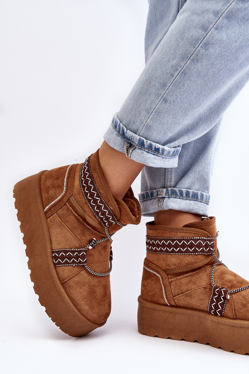 Damskie Śniegowce Na Grubej Podeszwie Z Wiązaniem Camel Milson