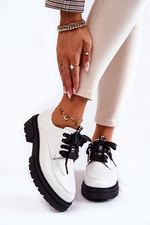 Damskie Skórzane Półbuty La.Fi 210004W-PU Białe