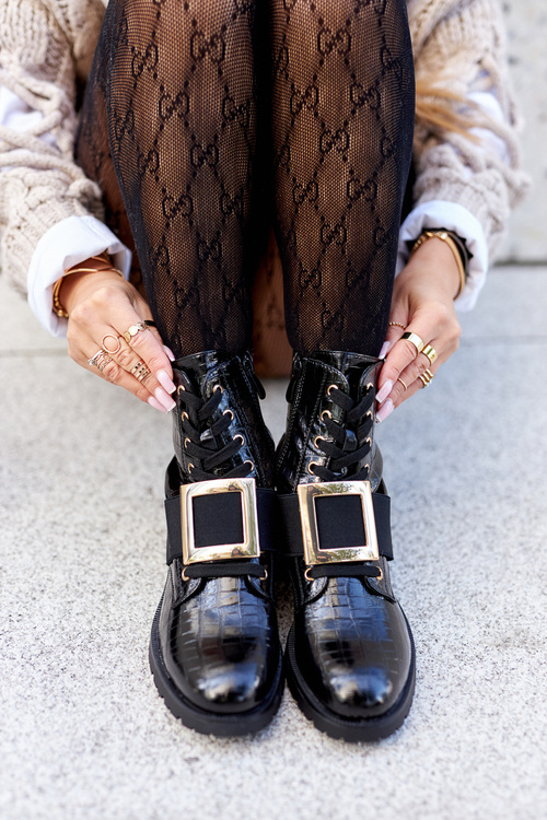 Botki Damskie z klamrą Happy Su Czarne