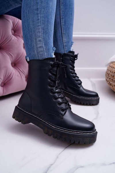 Damskie Botki Glany Workery Czarne Barski 56-5