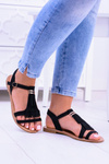 Damskie Eleganckie Płaskie Sandałki Memi Czarne