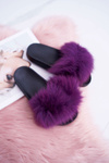 Klapki Damskie Z Futerkiem Fioletowe Mellow