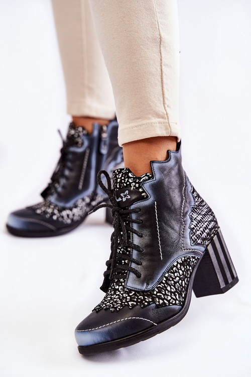 Botki Damskie Skórzane Trzewiki Maciejka Czarne 03190-20