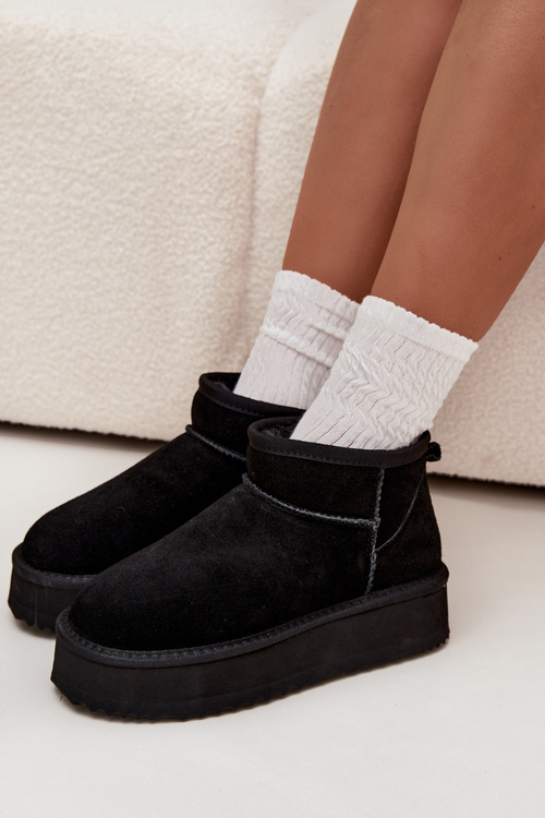 Zamszowe Śniegowce Damskie Na Platformie Vinceza 97962 Czarne