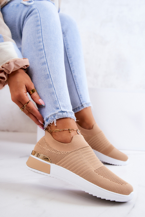 Sportowe Buty Materiałowe Beżowe Lorento