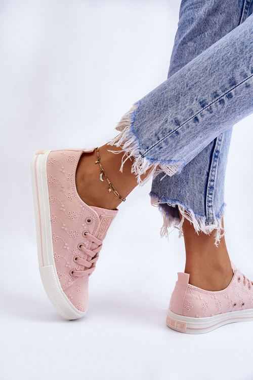 Damskie Trampki Z Haftem Big Star LL274224 Różowe