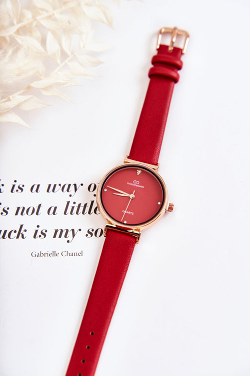 Damski Klasyczny Zegarek Na Skórzanym Pasku Giorgio&Dario Czerwony