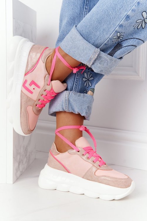 Damskie Sportowe Buty Na Platformie Lu Boo Różowe