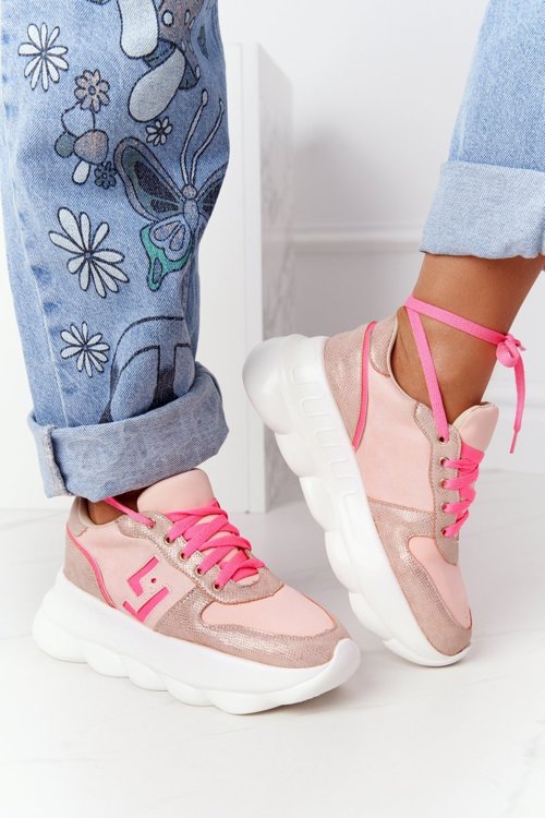 Damskie Sportowe Buty Na Platformie Lu Boo Różowe