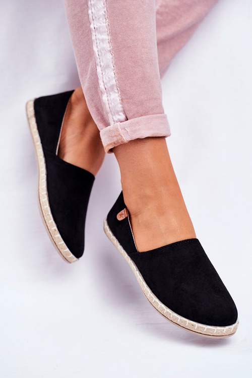 Damskie Welurowe Espadryle Czarne Vulcano