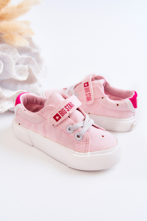 Dziecięce Niskie Trampki Na Rzep BIG STAR JJ374103 Różowe