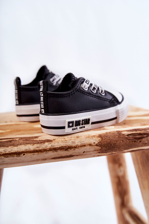 Dziecięce Skórzane Trampki BIG STAR KK374041 Czarno-Białe
