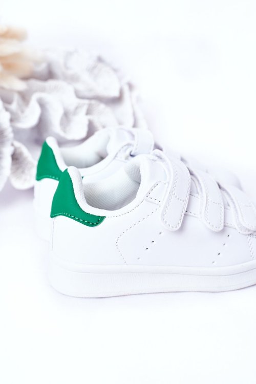 Dziecięce Sportowe Buty Na Rzepy Biało-Zielone Fifi