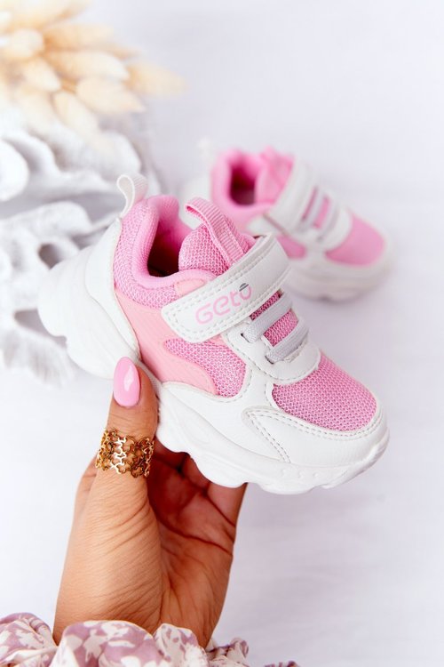 Dziecięce Sportowe Buty Sneakersy Biało-Różowe Sugar