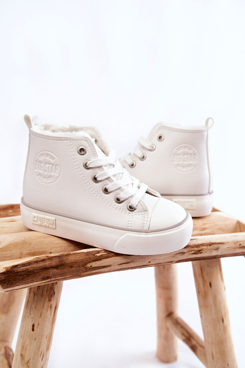 Dziecięce Wysokie Trampki Na Suwak Big Star KK374227 Białe