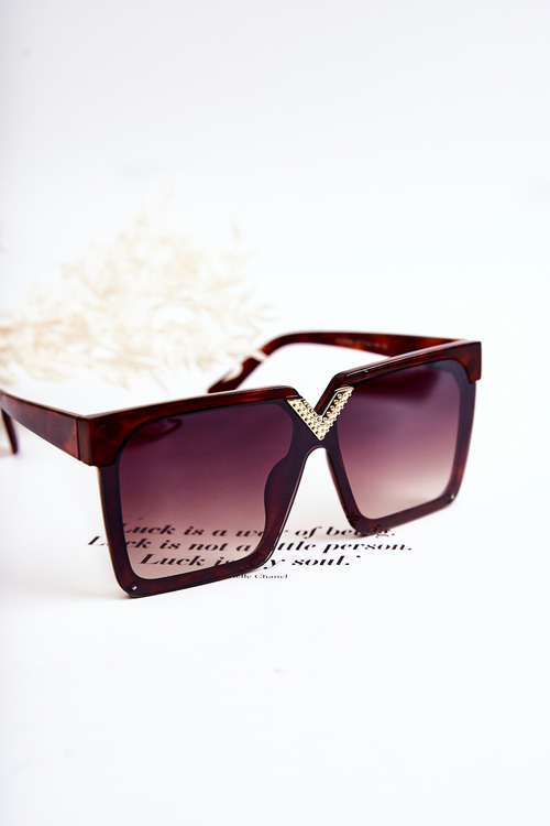 Kwadratowe Okulary Przeciwsłoneczne Marmurkowe V130044 Brązowe