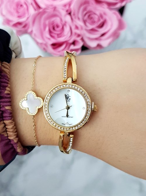 Luxe Damski Zegarek Na Bransolecie Złoty Elle