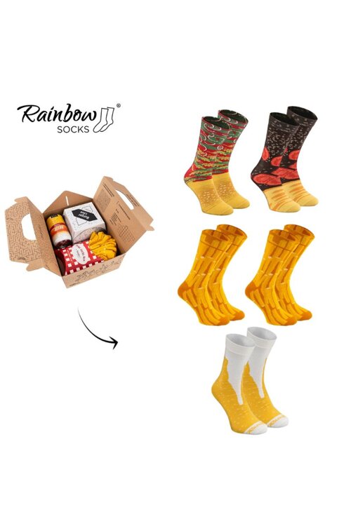 Skarpetki Rainbow Socks Meal Socks Box Burger Frytki Piwo 5 Par