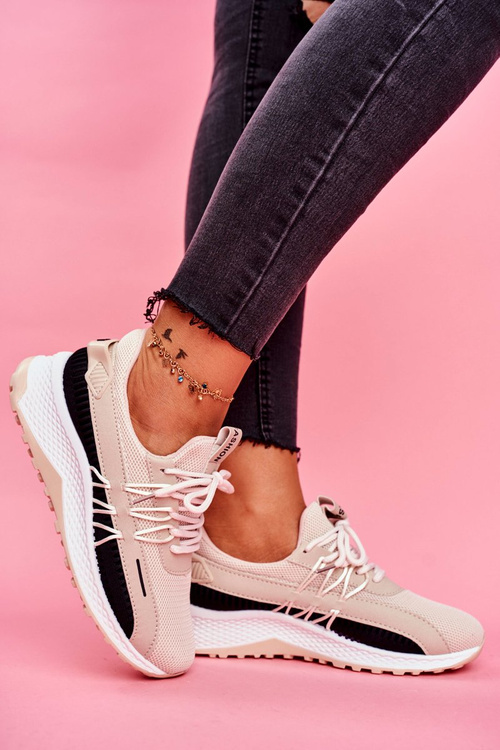 Sportowe Damskie Buty Sneakersy Beżowe Pamela