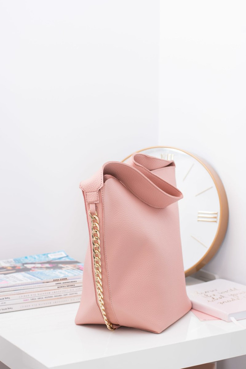 Torebka Damska A4 Shopper Bag Pudrowy Róż