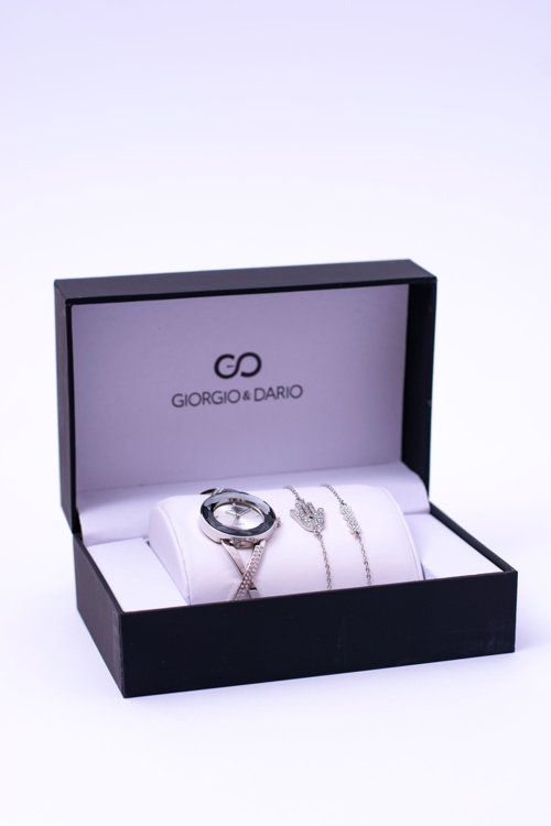 Zestaw Giorgio Dario Srebrny Zegarek Dwie Bransolety
