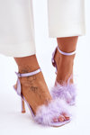 Damskie Sandały Z Piórkami Fioletowe Tiffany